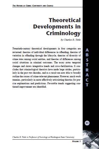 Charles Tittle - Theoretical Developments in Criminology