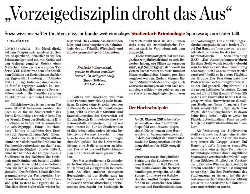 Bericht im Hamburger Abendblatt vom 29.08.2012