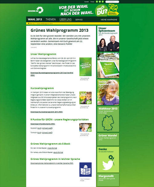 Screenshot der Seite http://www.gruene.de/partei/gruenes-wahlprogramm-2013.html