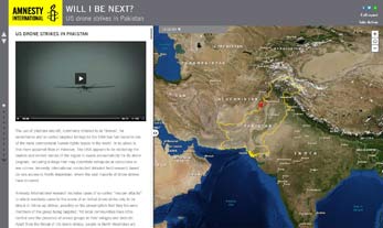 Screenshot der Webseite http://dronespakistan.amnestyusa.org/