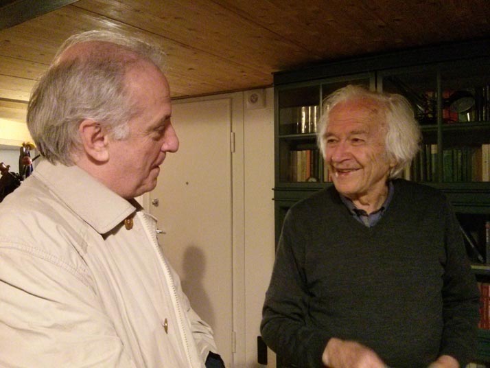 Nils Christie (rechts) mit Livio Ferrari, dem Autor des Buches "No Prison" (2015), in Padua im April 2015