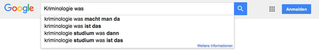 Screenshot: Google 'Was ist Kriminologie?'