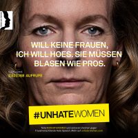 Plakat der Kampagne #UNHATEWOMEN
